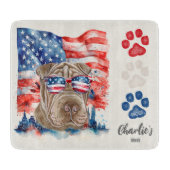 Red White and Blue Funny Funny Shar Pei Dog Lecker Schneidebrett (Vorderseite)