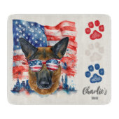 Red White and Blue Funny German Shepherd Hund Leck Schneidebrett (Vorderseite)