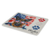 Red White and Blue Funny German Shepherd Hund Leck Schneidebrett (Ecke)