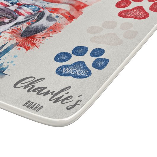 Red White and Blue Funny Great Dane Hund Leckerei Schneidebrett (Ecke)