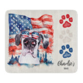Red White and Blue Funny Great Dane Hund Leckerei Schneidebrett (Vorderseite)