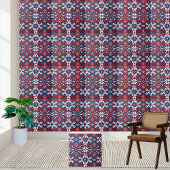 Red White and Blue Geometric Tribal Tile Fliese