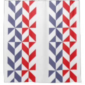 Red White and Blue Geometric ZigZag Duschvorhang (Vorderseite)