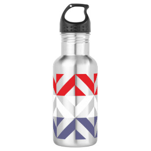 Red White and Blue Geometric ZigZag Edelstahlflasche