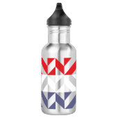 Red White and Blue Geometric ZigZag Edelstahlflasche (Rechts)