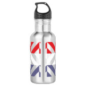 Red White and Blue Geometric ZigZag Edelstahlflasche (Rückseite)