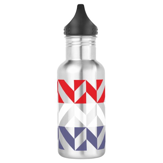 Red White and Blue Geometric ZigZag Edelstahlflasche (Links)