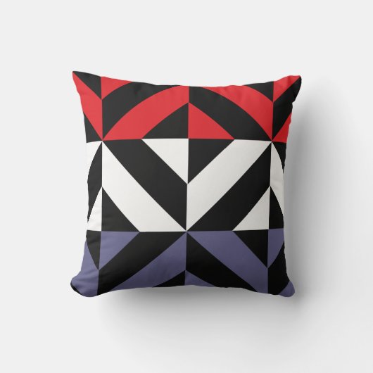 Red White and Blue Geometric ZigZag Kissen (Vorderseite)