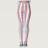 Red White and Blue Geometric ZigZag Leggings (Vorderseite)