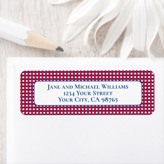 Red White and Blue Gingham Stripes Personalisiert (Insitu)