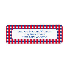 Red White and Blue Gingham Stripes Personalisiert