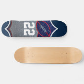 Red White and Blue Glitzer Football Jersey Nummer Skateboard (Horizontal)