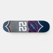 Red White and Blue Glitzer Football Jersey Nummer Skateboard (Horizontal)