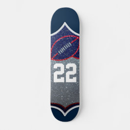 Red White and Blue Glitzer Football Jersey Nummer Skateboard