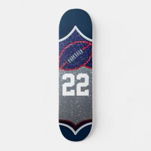 Red White and Blue Glitzer Football Jersey Nummer Skateboard