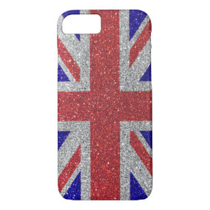 Red White and Blue Glitzer Union Jack British Flag Case-Mate iPhone Hülle