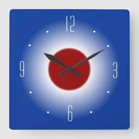 Red White and Blue Glow Design> Wall Clock Quadratische Wanduhr (Vorderseite)