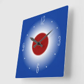 Red White and Blue Glow Design> Wall Clock Quadratische Wanduhr (Winkel)