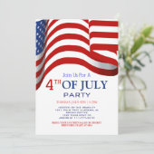 Red White and Blue GRILLEN Feuerwerk 4. Juli Party Einladung (Stehend Vorderseite)