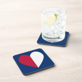 Red White and Blue Heart Getränkeuntersetzer (Rechte Seite)