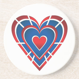 Red White and Blue Heart Getränkeuntersetzer