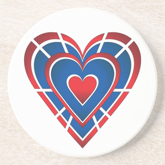 Red White and Blue Heart Getränkeuntersetzer (Vorne)