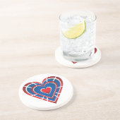 Red White and Blue Heart Getränkeuntersetzer (Seite)