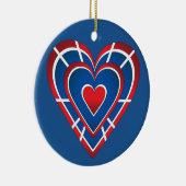 Red White and Blue Heart Keramik Ornament (Rechts)