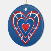 Red White and Blue Heart Keramik Ornament (Links)