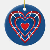 Red White and Blue Heart Keramik Ornament (Hinten)