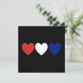 Red White and Blue Hearts Einladung (Stehend Vorderseite)