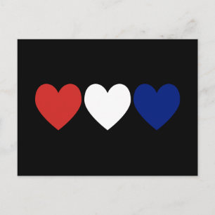 Red White and Blue Hearts Postkarte