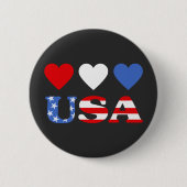 Red White and Blue Hearts USA Flag Button (Vorderseite)