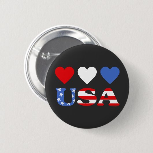 Red White and Blue Hearts USA Flag Button (Vorne & Hinten)