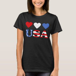 Red White and Blue Hearts USA Flag T-Shirt