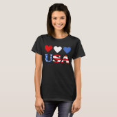 Red White and Blue Hearts USA Flag T-Shirt (Vorne ganz)