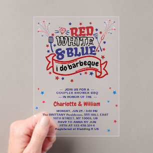 Red White and Blue i do GRILLEN Couple Brautparty Acryleinladungen