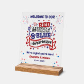 Red White and Blue i do GRILLEN Couple Brautparty Acrylschild (Winkel)