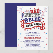 Red White and Blue i do GRILLEN Couple Brautparty