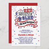 Red White and Blue i do GRILLEN Couple Brautparty Einladung (Vorne/Hinten)