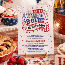 Red White and Blue i do GRILLEN Couple Brautparty