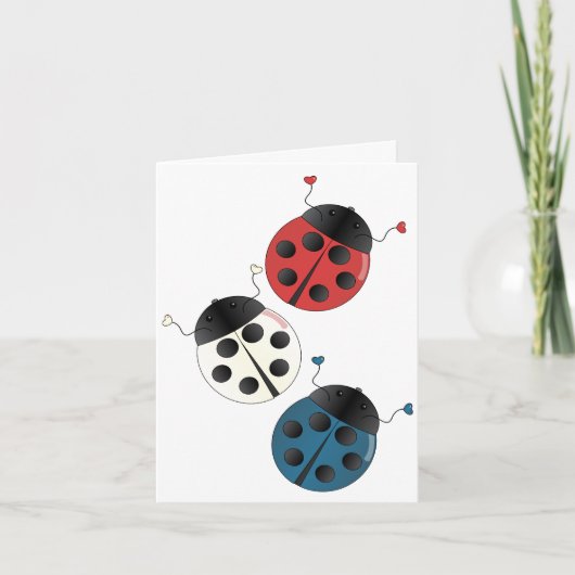Red White and Blue Ladybugs Karte (Vorderseite)