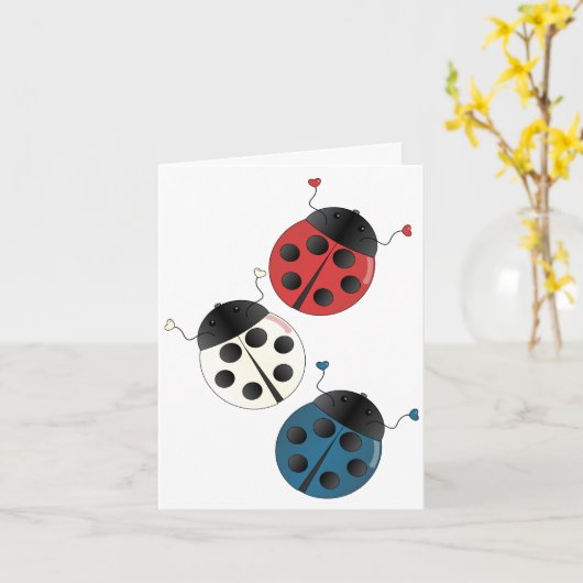 Red White and Blue Ladybugs Karte (Gelbe Blume)
