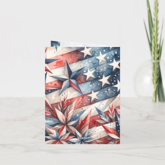 Red White and Blue Monogram Note Card (Rückseite)