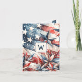 Red White and Blue Monogram Note Card (Vorderseite)