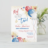 Red White and Blue Patriotic 2. Geburtstag Einladung (Stehend Vorderseite)