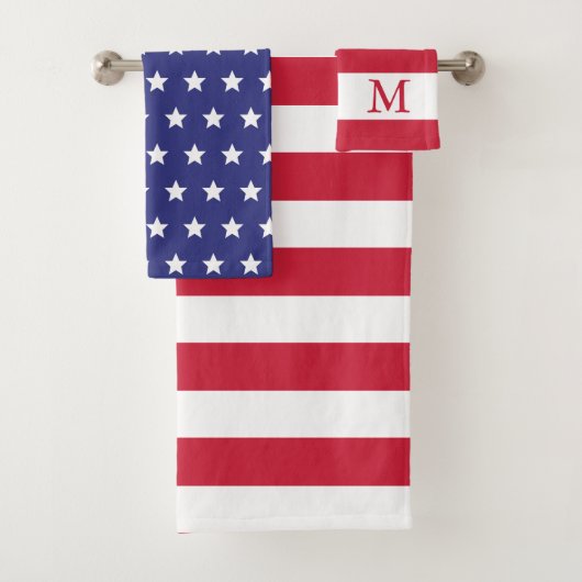 Red White and Blue Patriotic American Flag Badhandtuch Set (Insitu)