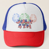 Red, White and Blue Patriotic American Flag Baseba Truckerkappe (Vorderseite)