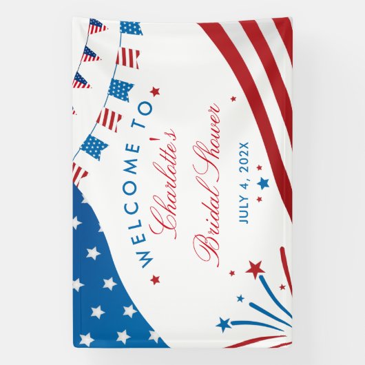 Red White and Blue Patriotic Brautparty Custom Banner (Vertikal)