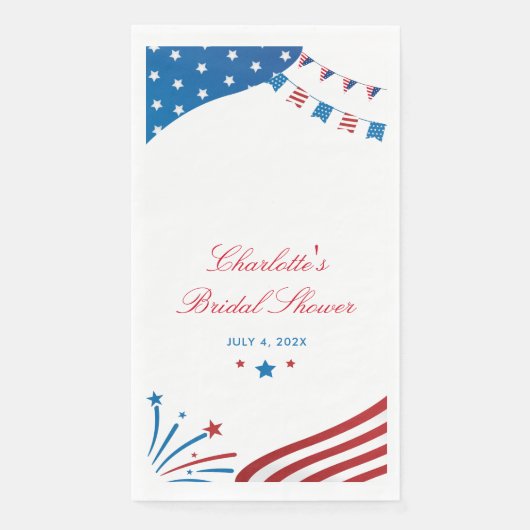 Red White and Blue Patriotic Brautparty Custom Serviette (Vorderseite)
